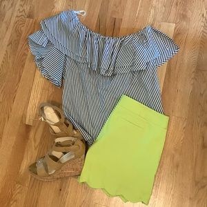 She + Sky. Half Shoulder Ruffle Top.